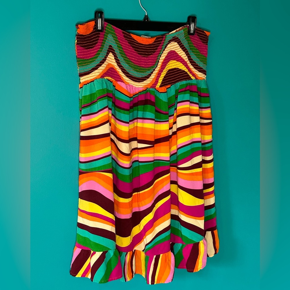 3X rainbow forever 21 plus size strapless dress